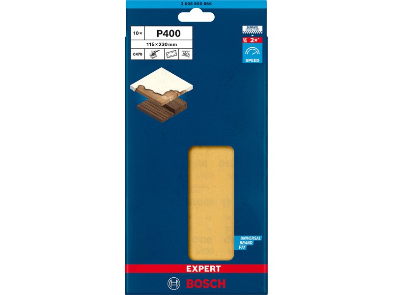 EXPERT C470 brusni papir s 14 luknjami za ekscentrične brusilnike, Dimenzije: 115x230mm, Zrnatost: 400, 2608900866